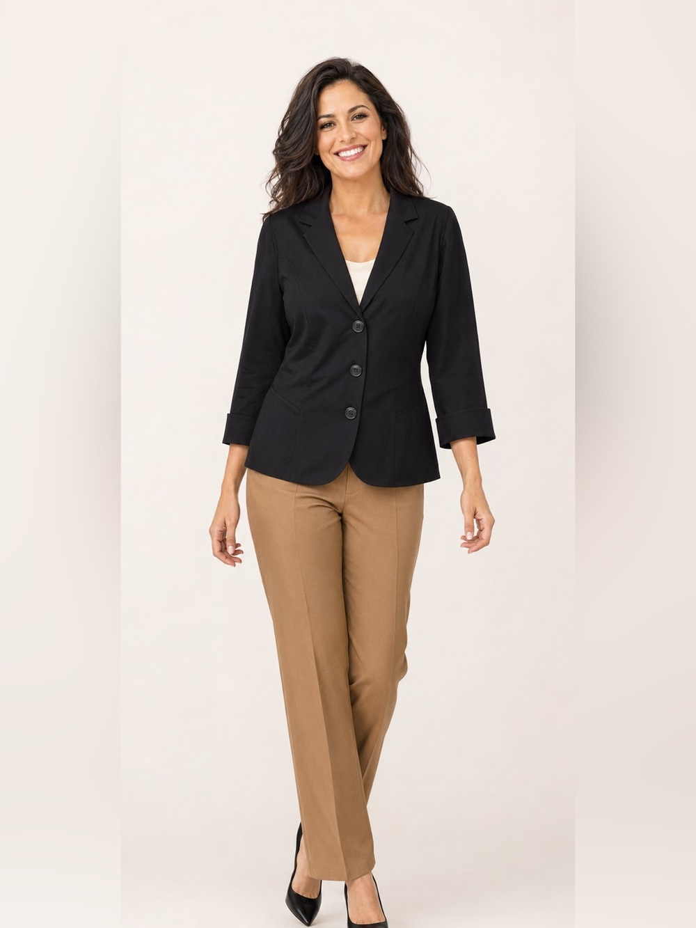 RQT WOMENS BLACK LONG SLEEVE BLAZER BUTTONS SIZE LARGE